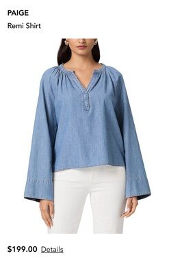 NWT | PAIGE | Remi Shirt | Light Blue Chambray | Medium